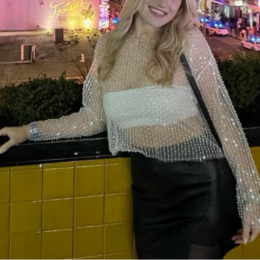 Lucy Paris Sheer White Blouse